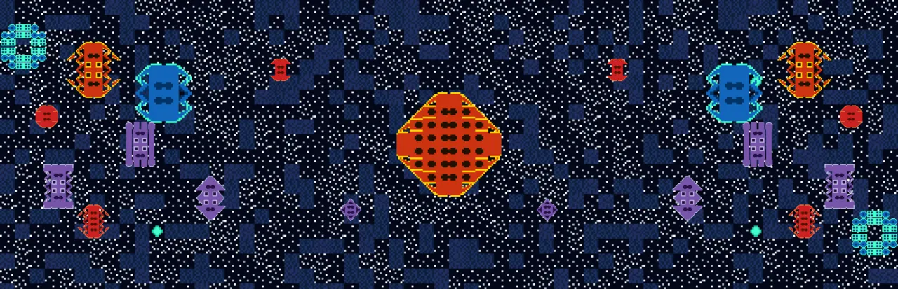 Comet key art: pixel-art enemy ships over a starfield